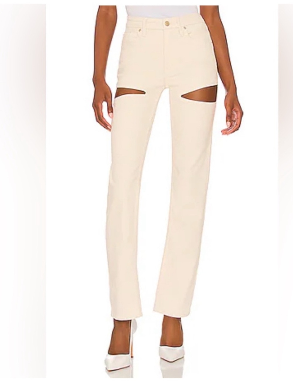 New Good American Icon Cutout Jeans – Bone01 – Size 4 / 27